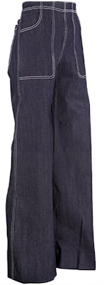 (W) 博柏利蓝色宽腿对折牛仔裤带缝线细节 40714521 Shop (W) 博柏利蓝色宽腿对折牛仔裤带缝线细节 40714521