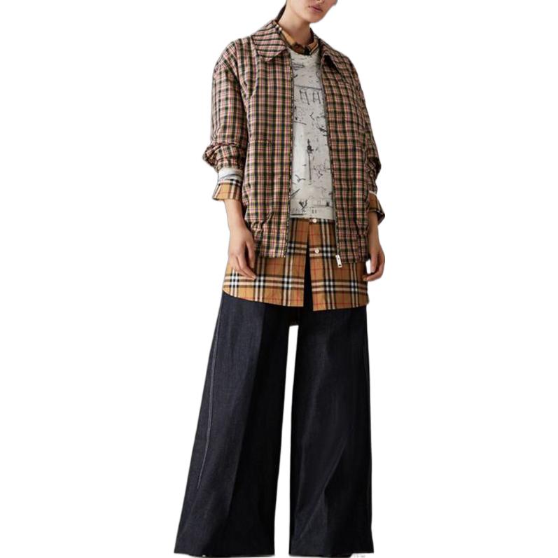 Purchase (W) 博柏利蓝色宽腿对折牛仔裤带缝线细节 40714521