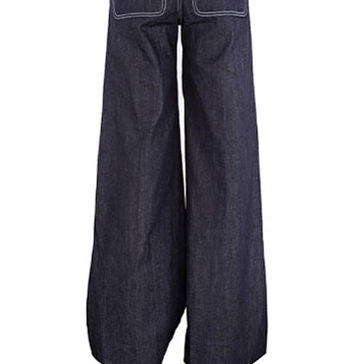 Details for (W) 博柏利蓝色宽腿对折牛仔裤带缝线细节 40714521