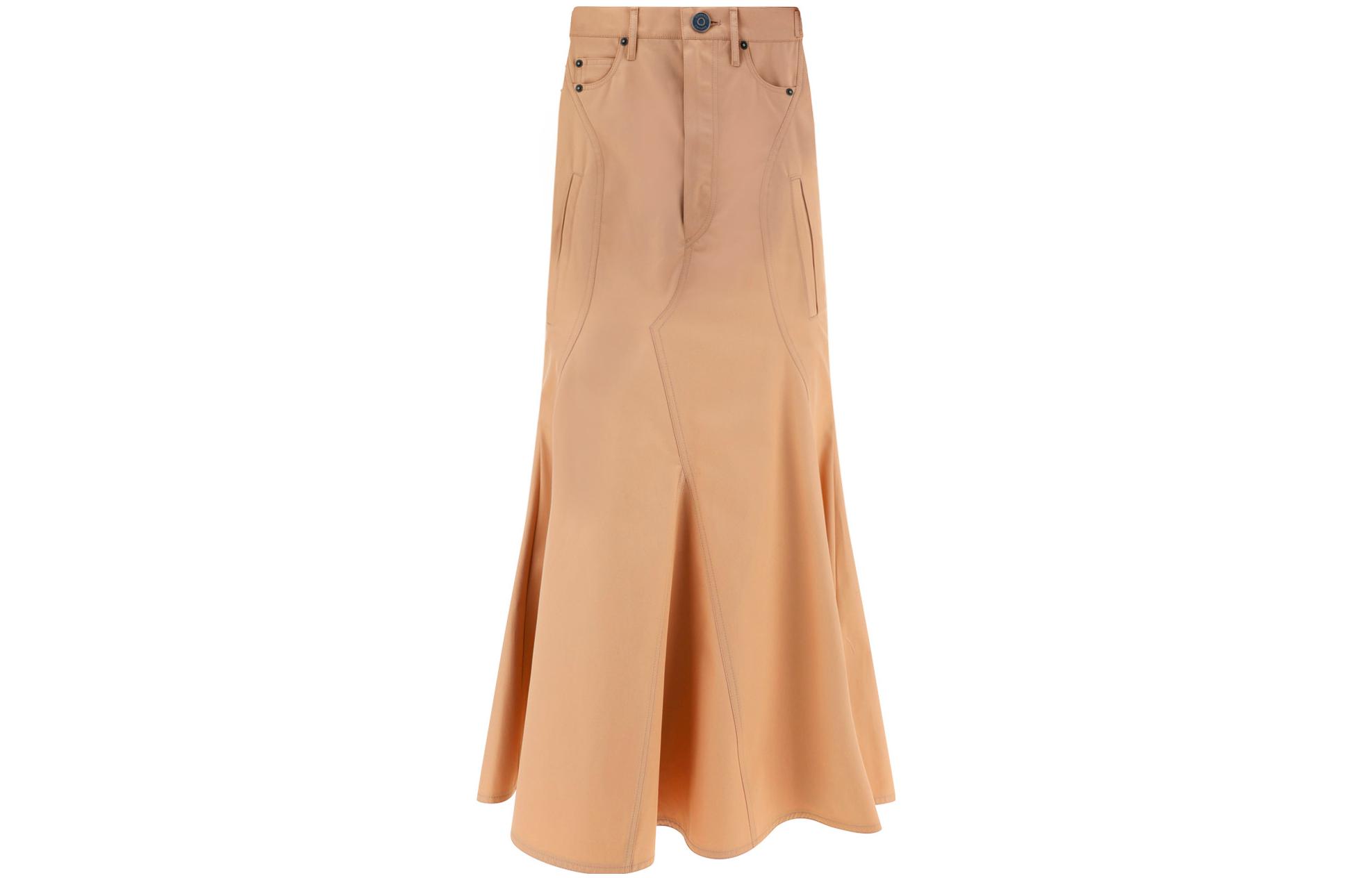 (Women) Burberry  Brown Button-Up Flared Midi Skirt 80721301