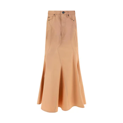 (Women) Burberry Brown Button-Up Flared Midi Skirt 80721301