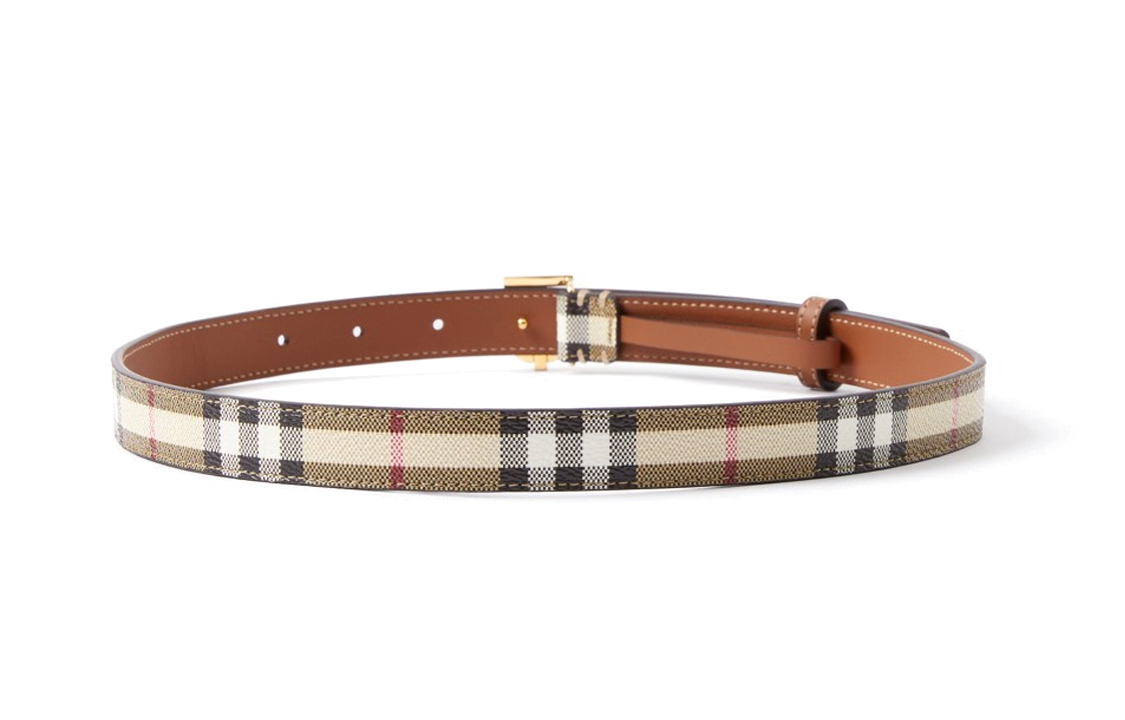 Lookbook (W) 버버리 브라운 체크 레터 버클 레더 벨트 2cm. 80704091