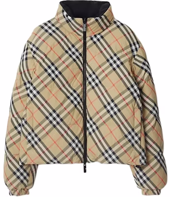 (Women) Burberry Brown Check Loose Fit Zip-Up Down Jacket 80961291 Buy (Women) Burberry Brown Check Loose Fit Zip-Up Down Jacket 80961291