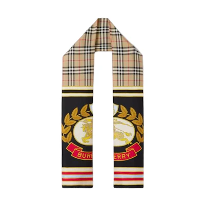 (Women) Burberry Brown Check Pattern Wool Scarf. 80679481