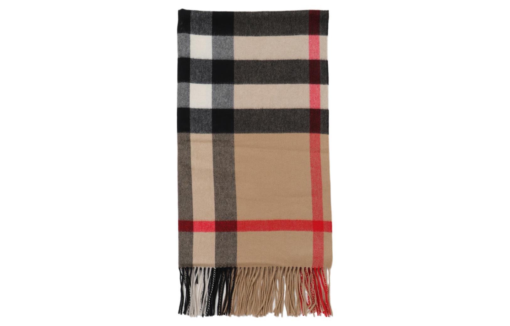 (Women) Burberry  Brown Checkered Wool Scarf 8078441A7026