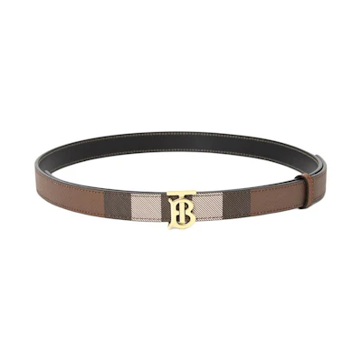 (Women) Burberry Brown Double-Sided Belt with Cotton Metal TPU, 2CM Wide. 8062345