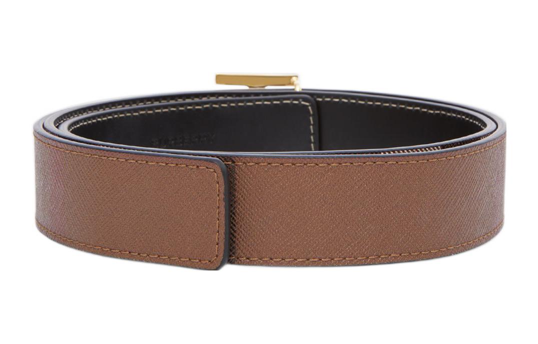 Lookbook (Women) Burberry  Brown Leather Belt Smooth Buckle 3cm Wide Fashion Accessory 80623491