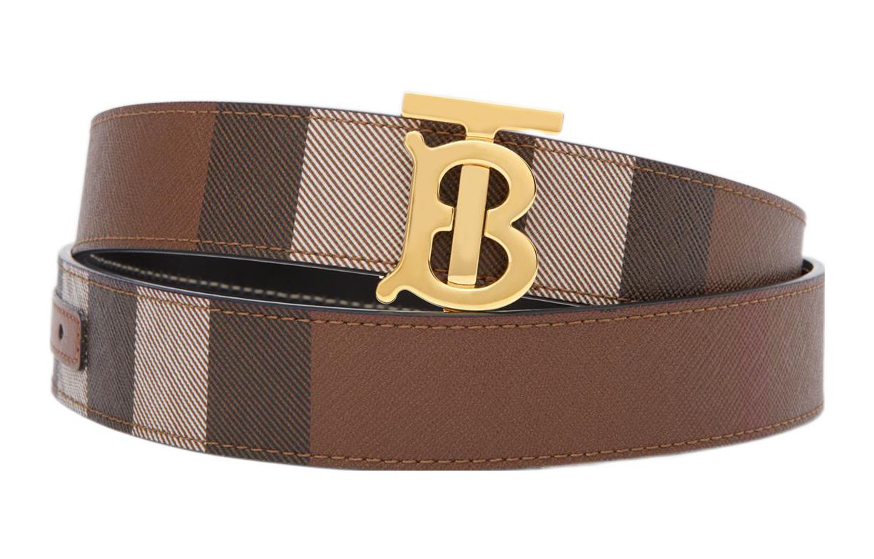 Shop (Women) Burberry  Brown Leather Belt Smooth Buckle 3cm Wide Fashion Accessory 80623491