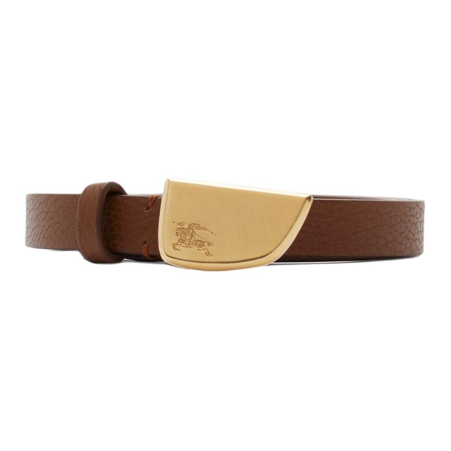 (Women) Burberry  Brown Leather Belt with Logo Detail and Smooth Buckle 1.5CM 80933871
