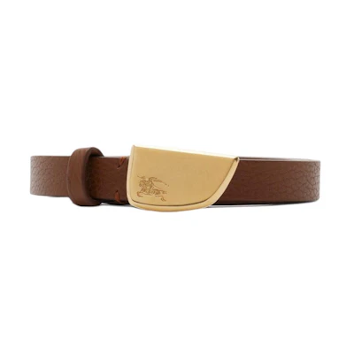(Women) Burberry Brown Leather Belt with Logo Detail and Smooth Buckle 1.5CM 80933871