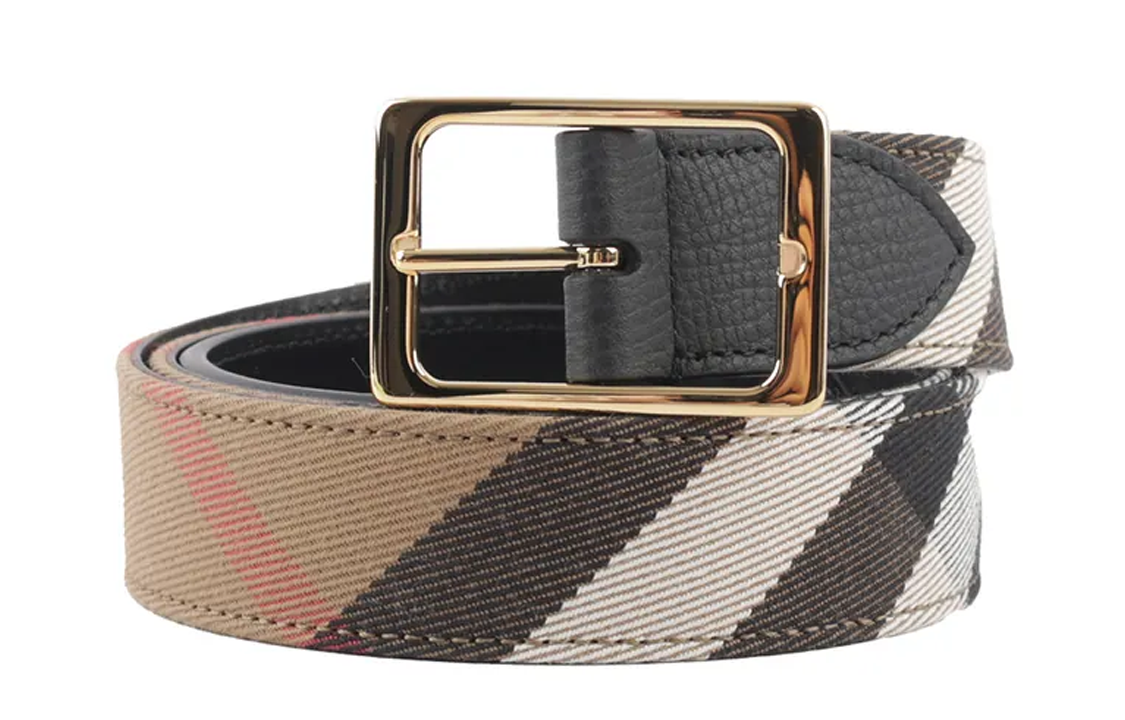 Lookbook (Women) Burberry  Brown Leather Belt with Pin Buckle, Colorblock Design, 3CM Wide 80499071