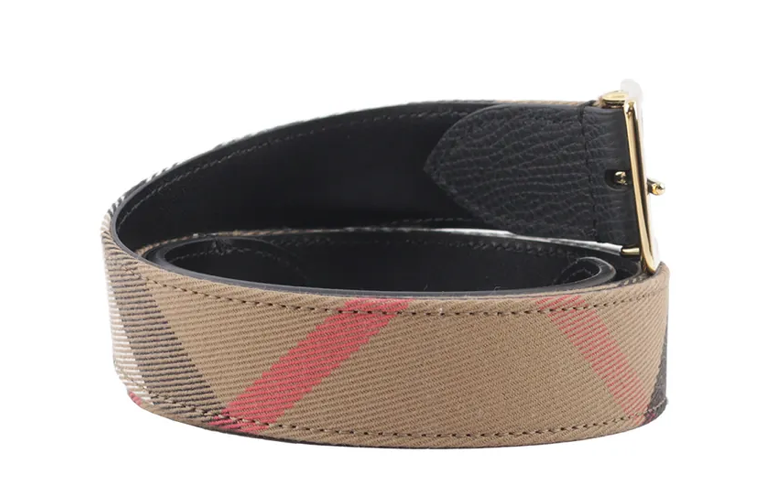 Purchase (Women) Burberry  Brown Leather Belt with Pin Buckle, Colorblock Design, 3CM Wide 80499071