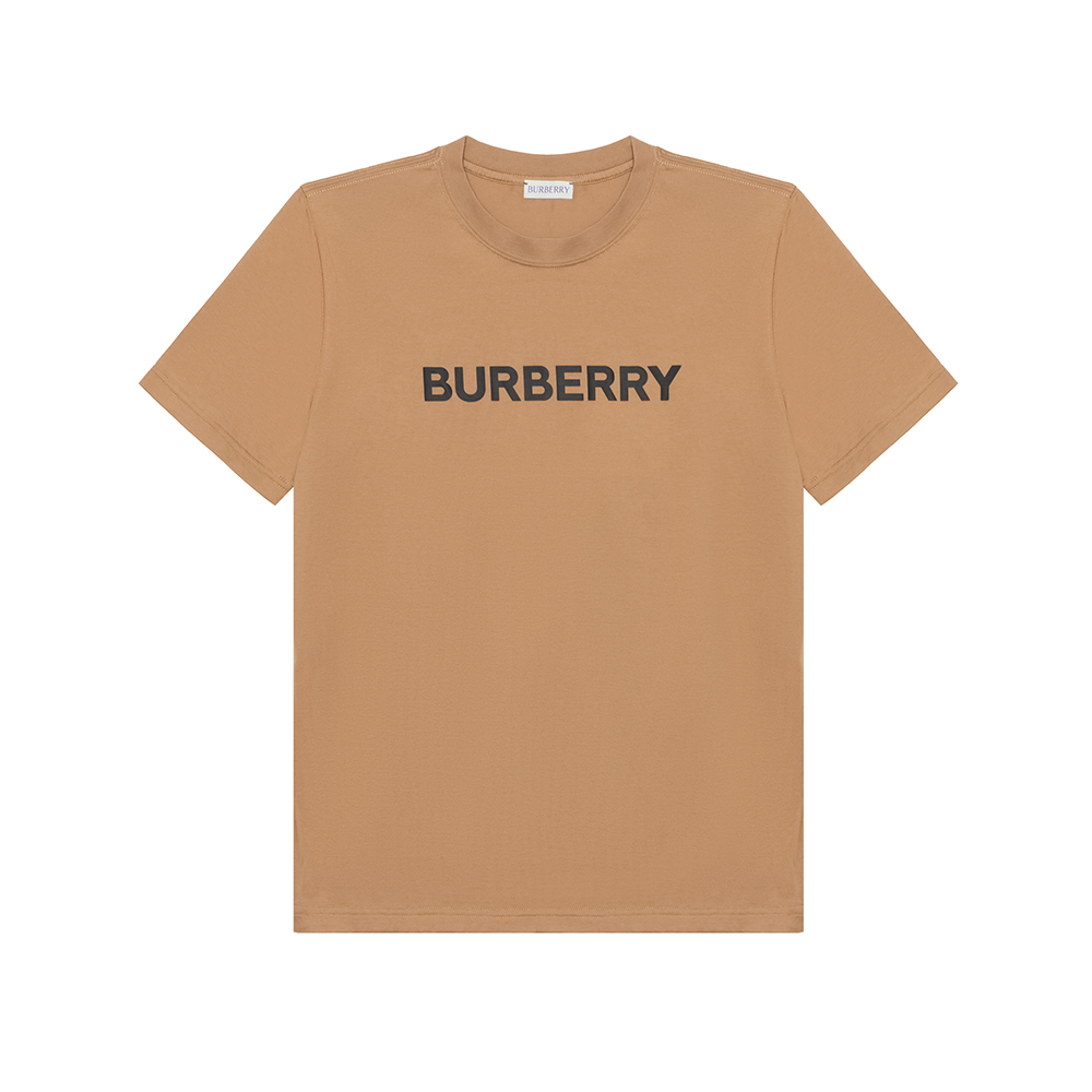 (Women) Burberry  Brown Letter Crewneck Straight-Fit Short Sleeve T-Shirt. 80804271