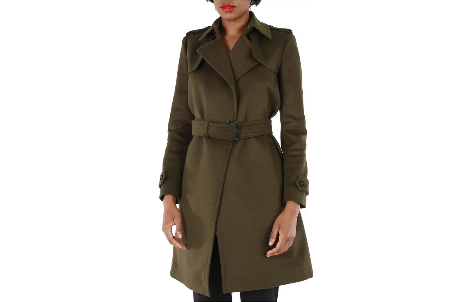 Order (W) Abrigo Trench Burberry Marrón Medio con Cinturón y Solapa de Pico. 80358011