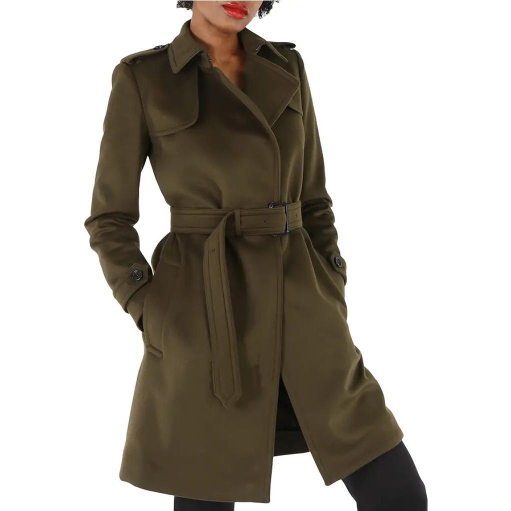 Lookbook (W) Abrigo Trench Burberry Marrón Medio con Cinturón y Solapa de Pico. 80358011
