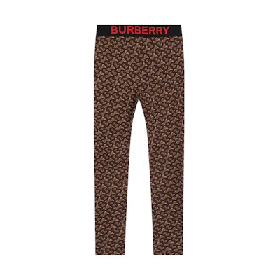 (Women) Burberry Brown Monogram Logo Printed Cropped Casual Pants. 80246621