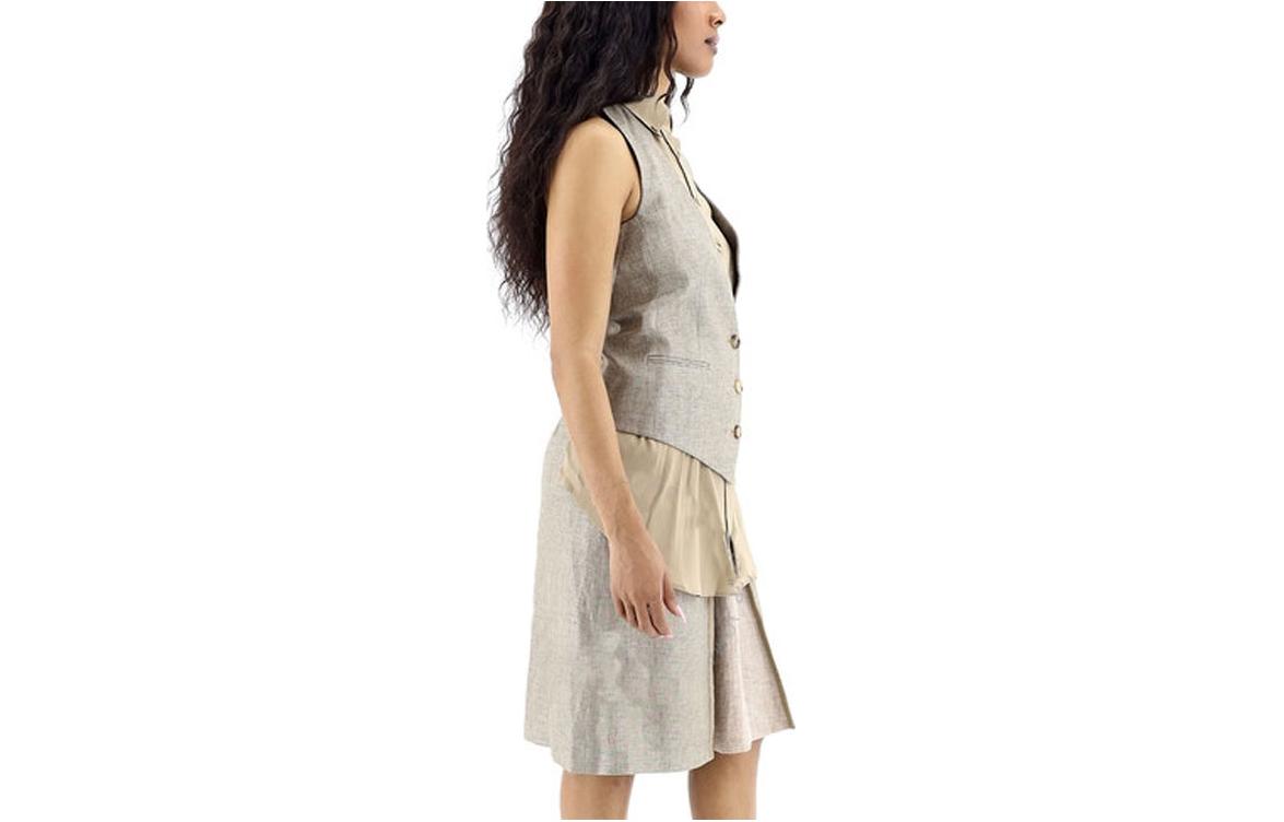 (Women) Burberry  Brown Sleeveless Layered Look Shirt with Point Collar. 45641601 圖 4