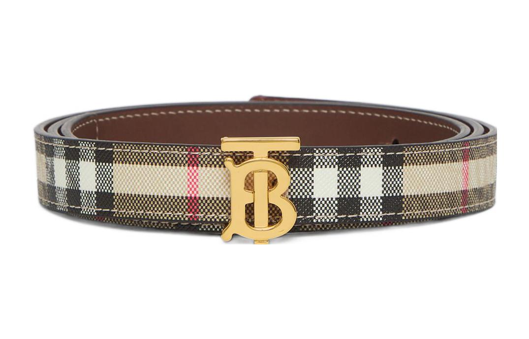 (Women) Burberry  Brown Stripe Leather Belt with Smooth Buckle, 2cm Width. 80524851 圖 2