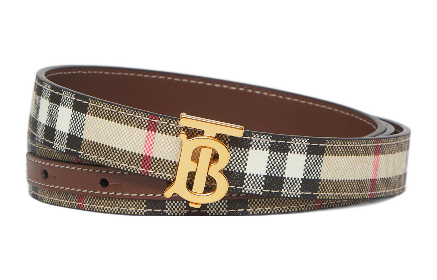 (Women) Burberry  Brown Stripe Leather Belt with Smooth Buckle, 2cm Width. 80524851 圖 3