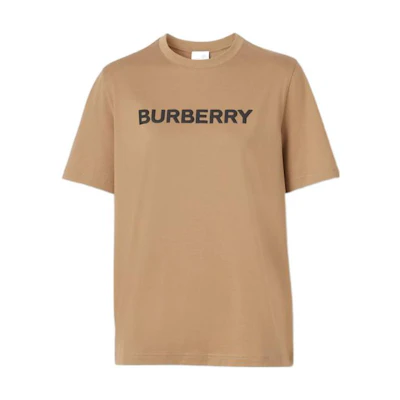 (Women) Burberry Camel Letter Print Crewneck T-Shirt FW22 Casual Tee. 80607031