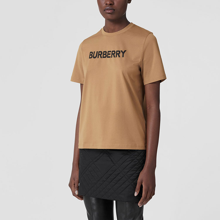 (Women) Burberry  Camel Letter Print Crewneck T-Shirt FW22 Casual Tee. 80607031 圖 6
