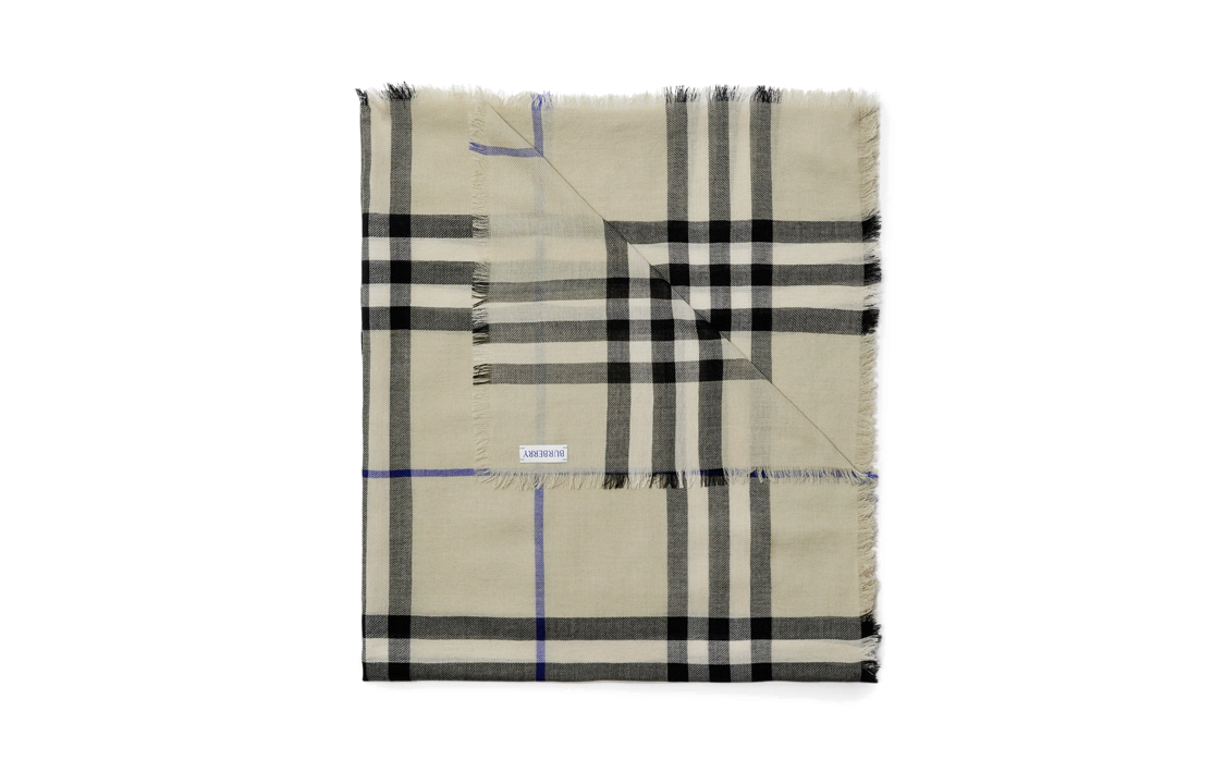 (Women) Burberry  Cashmere Check Scarf in Moss Green. 80850681 圖 3