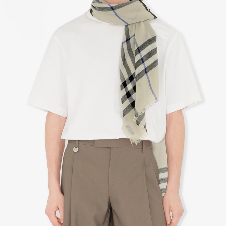 (Women) Burberry  Cashmere Check Scarf in Moss Green. 80850681 圖 5