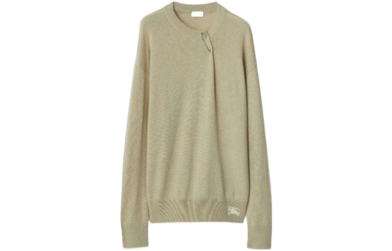 (Women) Burberry  Cashmere Sweater FW23 Solid Color with Pin Detail in Khaki. 80839251