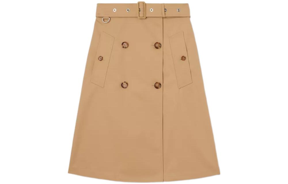 (Women) Burberry  Casual Midi Dress with Belt and Buttons in Khaki. 80632101 圖 2