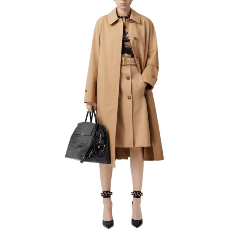 (Women) Burberry  Casual Midi Dress with Belt and Buttons in Khaki. 80632101 圖 3