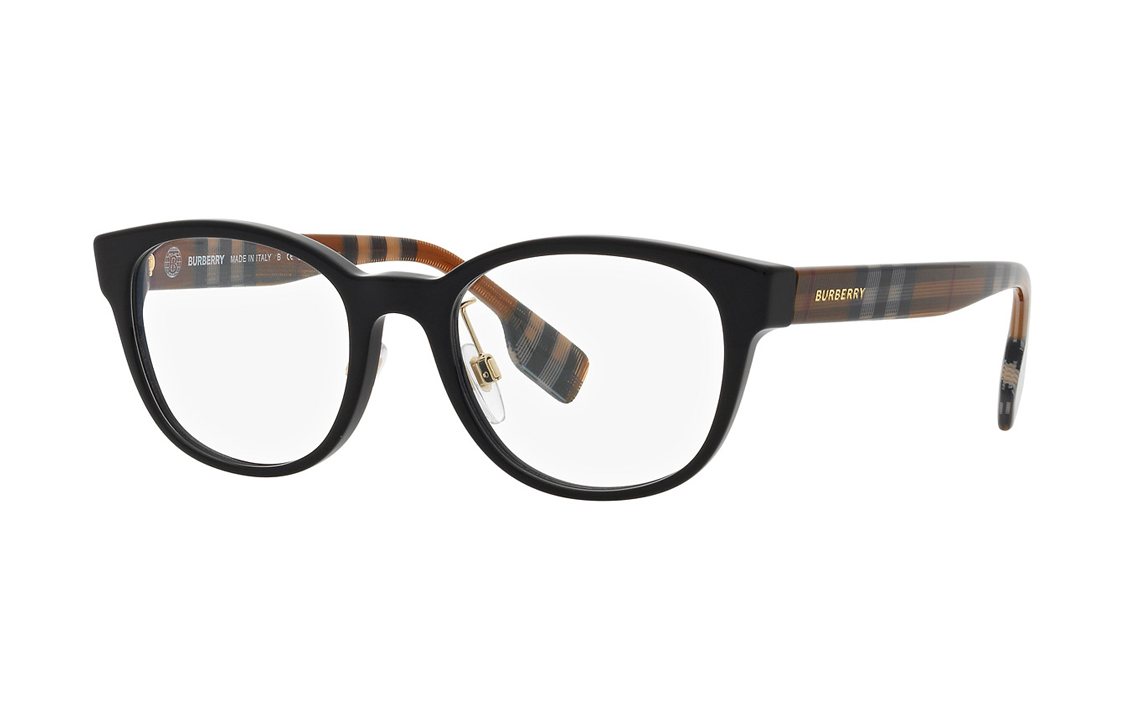 (Women) Burberry  Cat-Eye Optical Glasses Black with Logo Temple Acetate Frame BE2381D404151