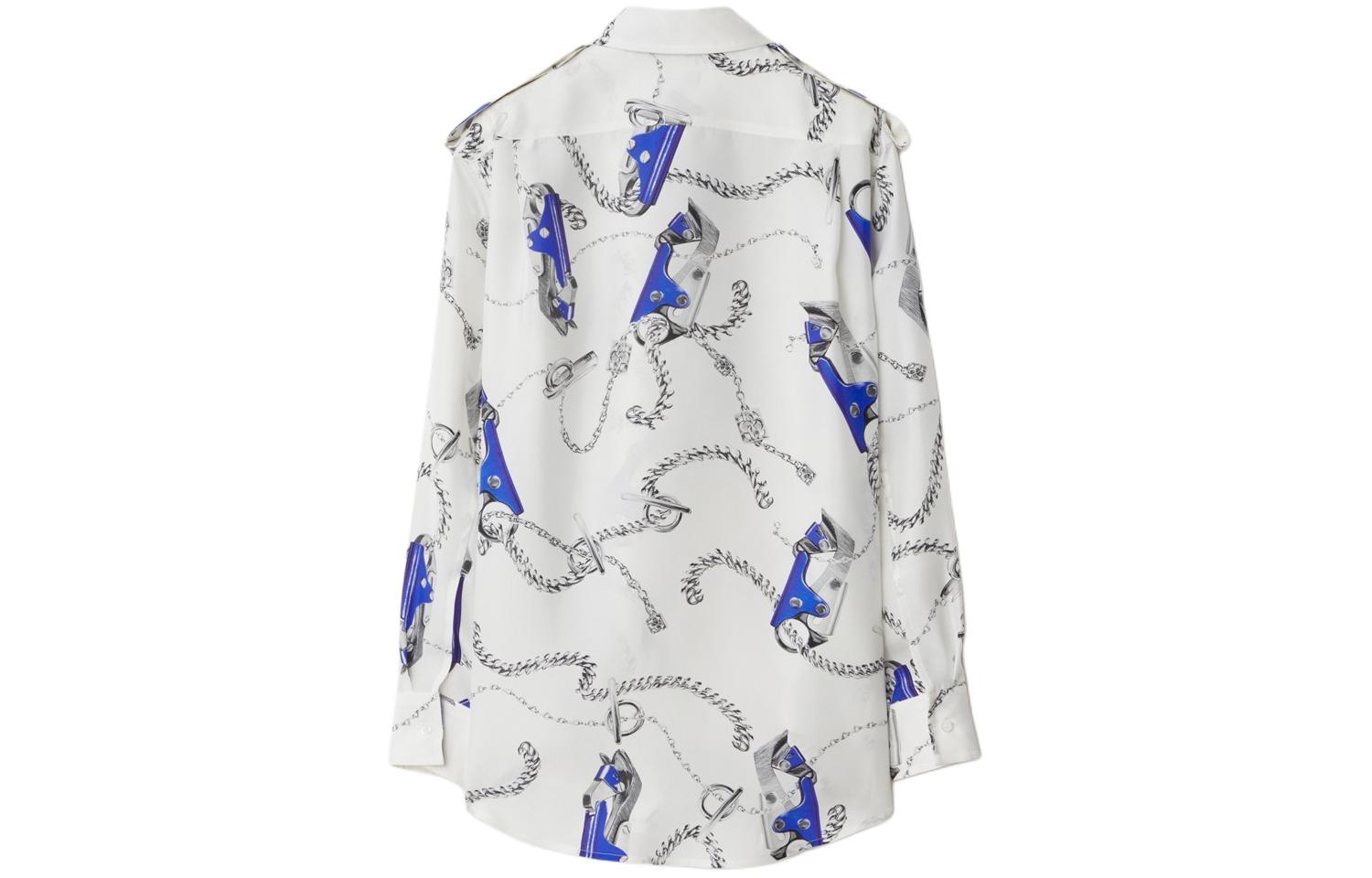 (Women) Burberry  Chain Print Long Sleeve Shirt White 80907141 圖 3