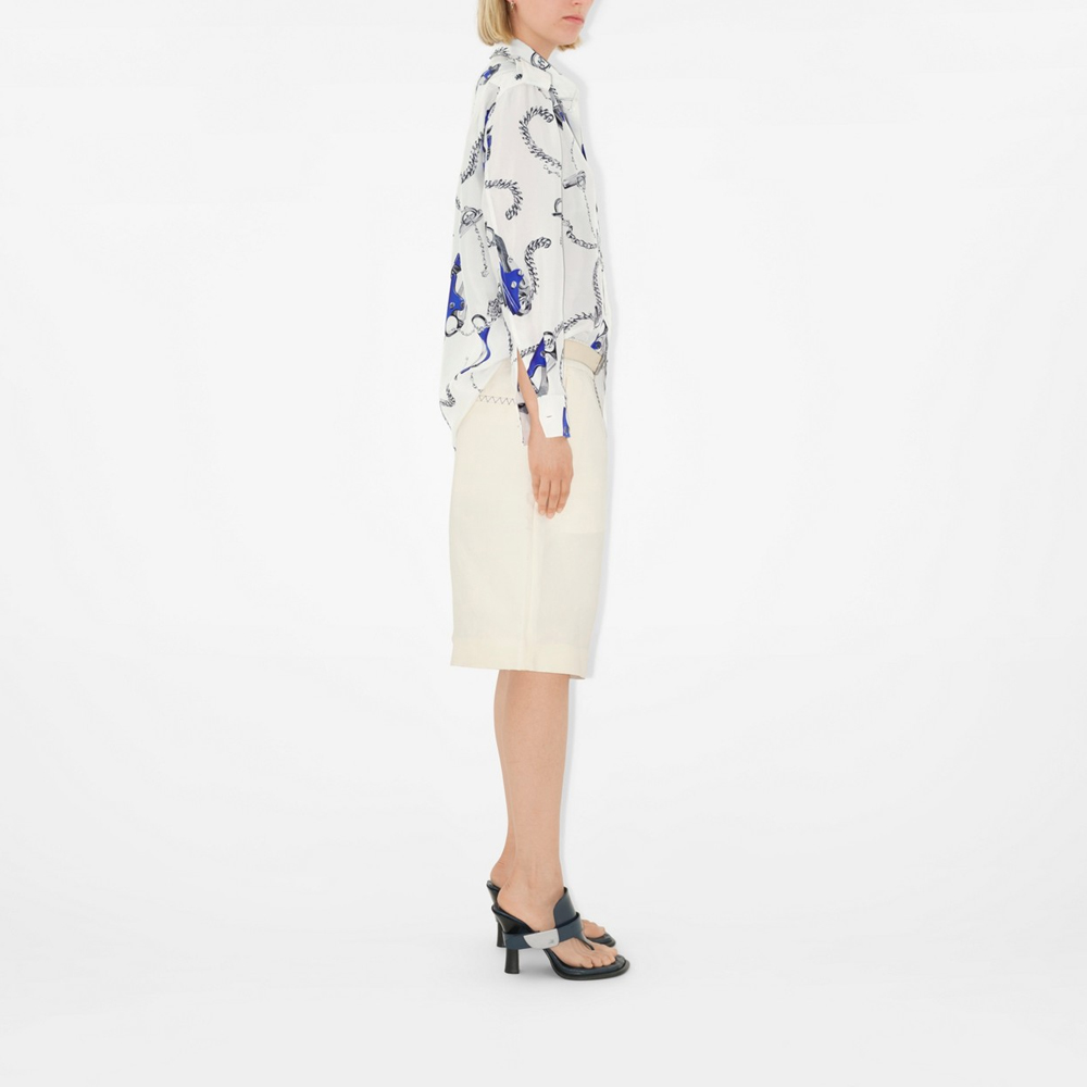 (Women) Burberry  Chain Print Long Sleeve Shirt White 80907141 圖 6
