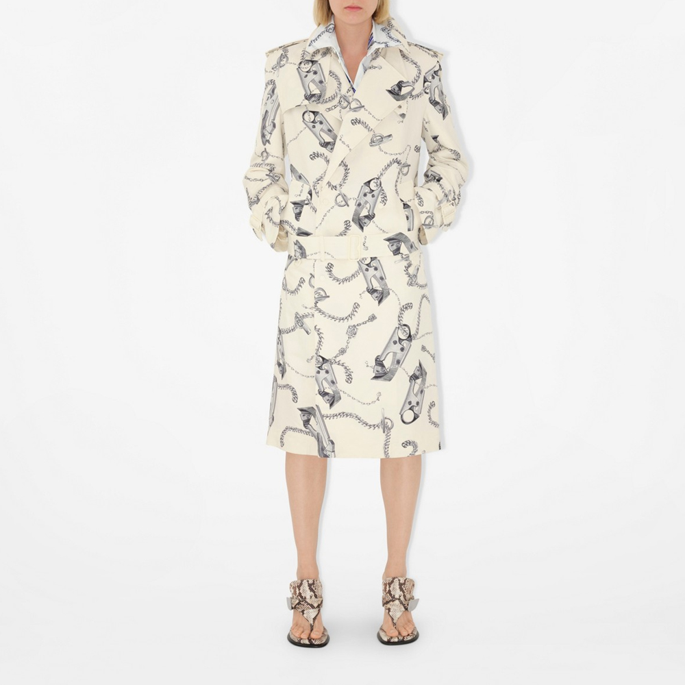 (Women) Burberry  Chain Print Long Sleeve Shirt White 80907141 圖 7