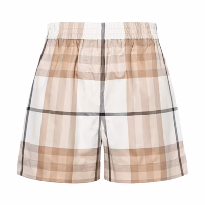 (Women) Burberry Check Cotton Loose Casual Shorts. 80568541