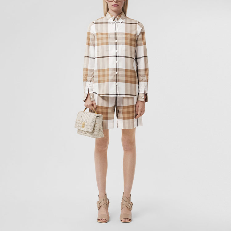(Women) Burberry  Check Cotton Loose Casual Shorts. 80568541 圖 3