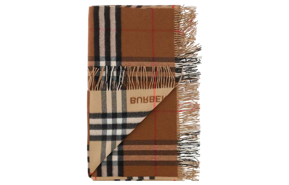 (Women) Burberry  Check Fringe Wool Scarf 8059406BEIGEBROWN 圖 2