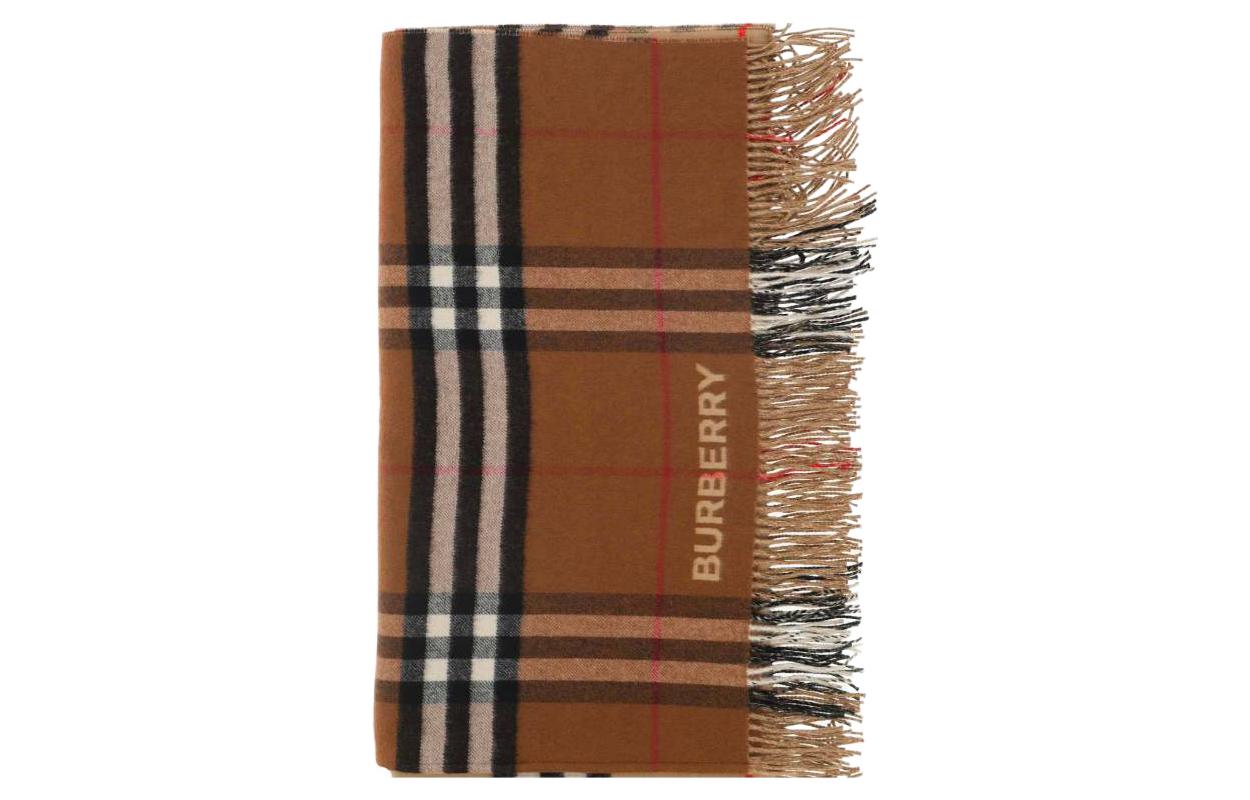 (Women) Burberry  Check Fringe Wool Scarf 8059406BEIGEBROWN 圖 4