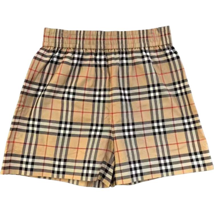 (Women) Burberry  Check High-Waisted Casual Shorts Khaki. 81041771