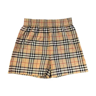 (Women) Burberry Check High-Waisted Casual Shorts Khaki. 81041771