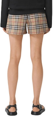 (Women) Burberry Check High-Waisted Casual Shorts Khaki. 81041771 Details for (Women) Burberry Check High-Waisted Casual Shorts Khaki. 81041771