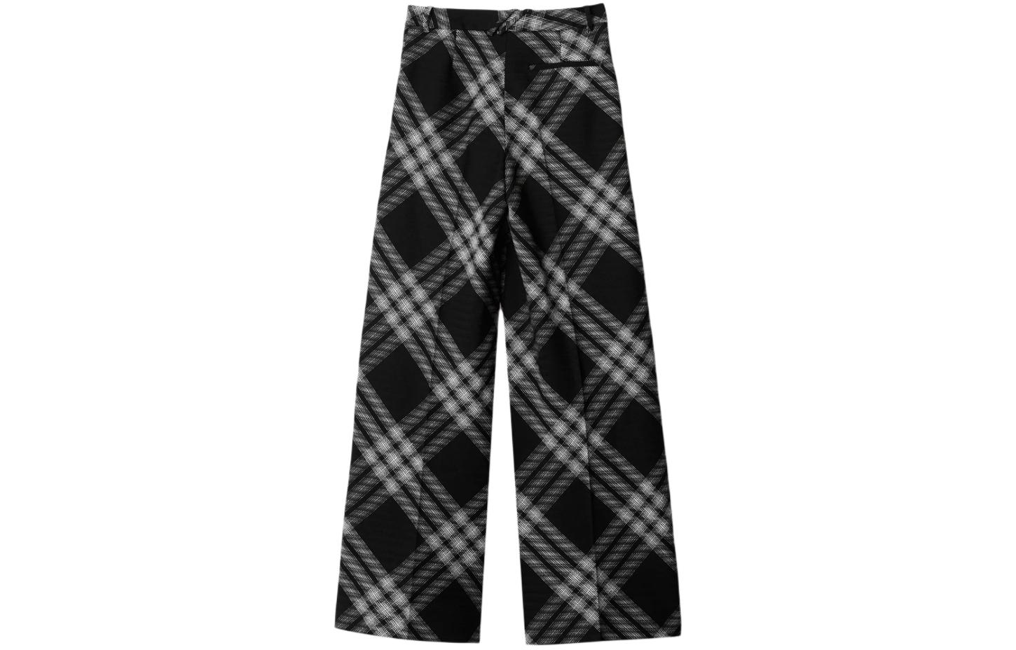 Lookbook (Women) Burberry  Check Mid-Rise Straight-Leg Pants Black Casual Trousers. 80814011
