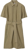 (Women) Burberry Check Pattern Belted Midi Short-Sleeve Dress Light Brown 80943571 (Women) Burberry Check Pattern Belted Midi Short-Sleeve Dress Light Brown 80943571