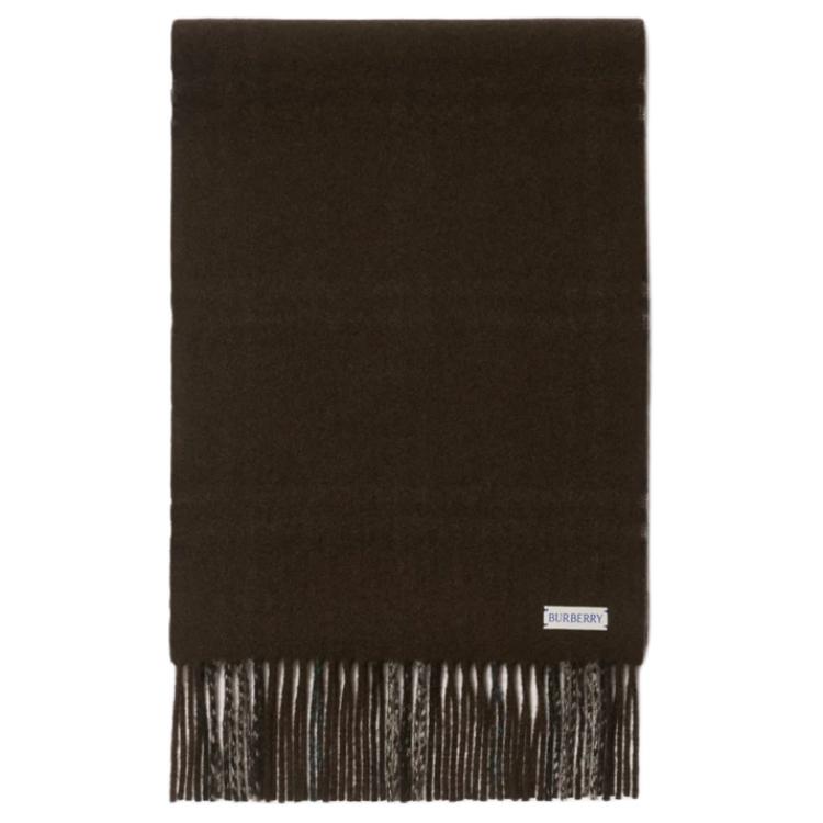 (Women) Burberry  Check Pattern Cashmere Scarf - Dark Grey. 80909071 圖 3