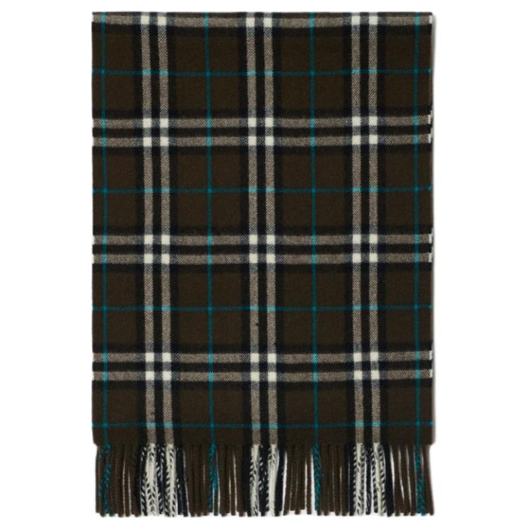 (Women) Burberry  Check Pattern Knit Scarf Dark Green. 80965401 圖 3