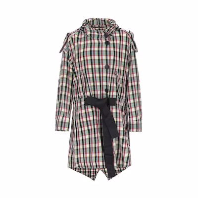(Women) Burberry Check Print Hooded Waist-Tie Mid-Length Trench Coat Multicolor 40736771