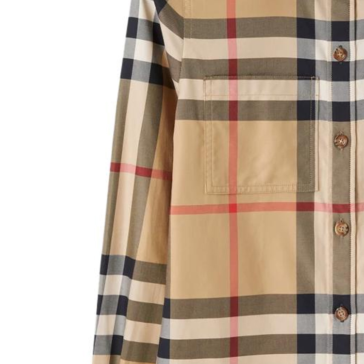 Cheap (W) 博柏利棕色格纹长袖纽扣衬衫 80713401