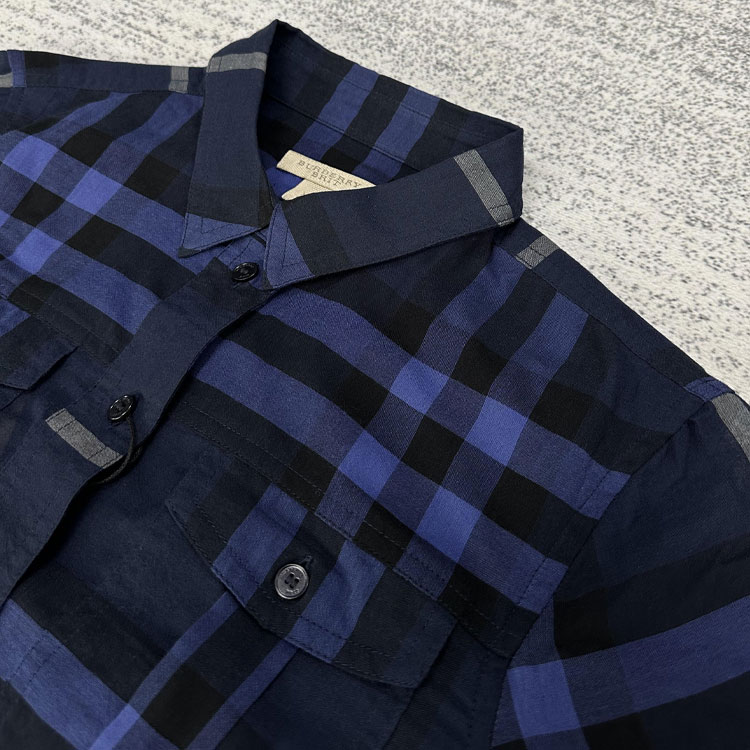(Women) Burberry  Check Print Long Sleeve Casual Shirt Dark Blue 39991141 圖 3