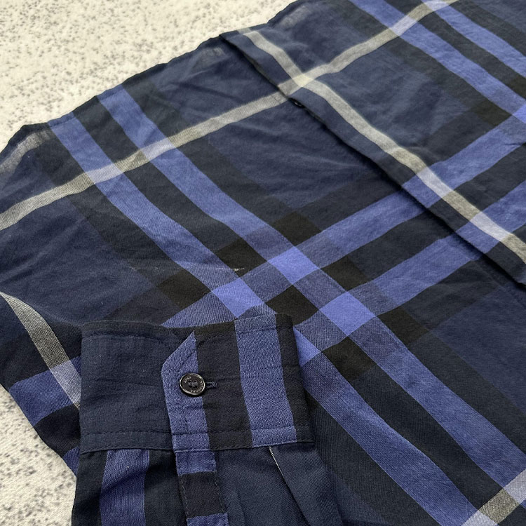 (Women) Burberry  Check Print Long Sleeve Casual Shirt Dark Blue 39991141 圖 4