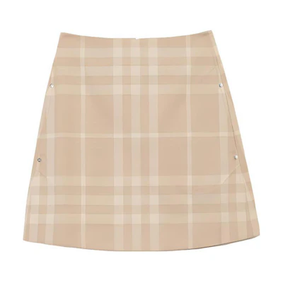 (Women) Burberry Check Print Short Casual Skirt - Camel Color 80658211